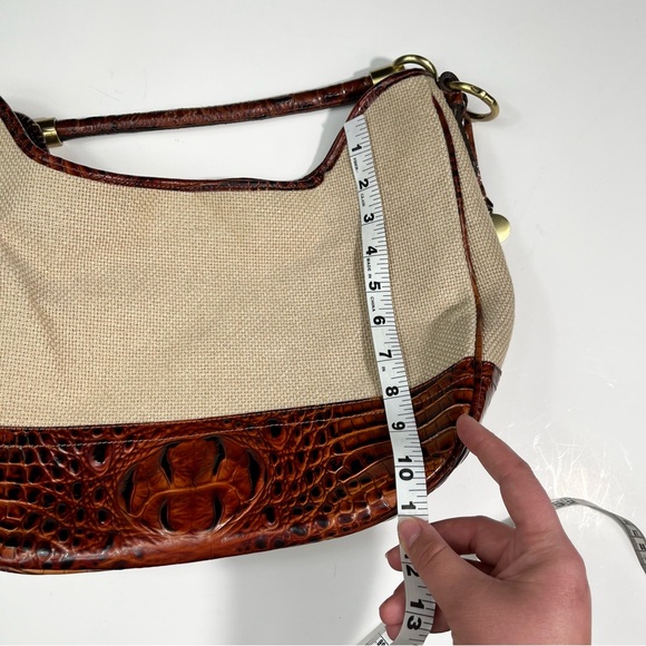 Brahmin Duxbury Peacan Harbor Canvas & Croc Leather Shoulder Bag Magnet Top - Picture 8 of 8